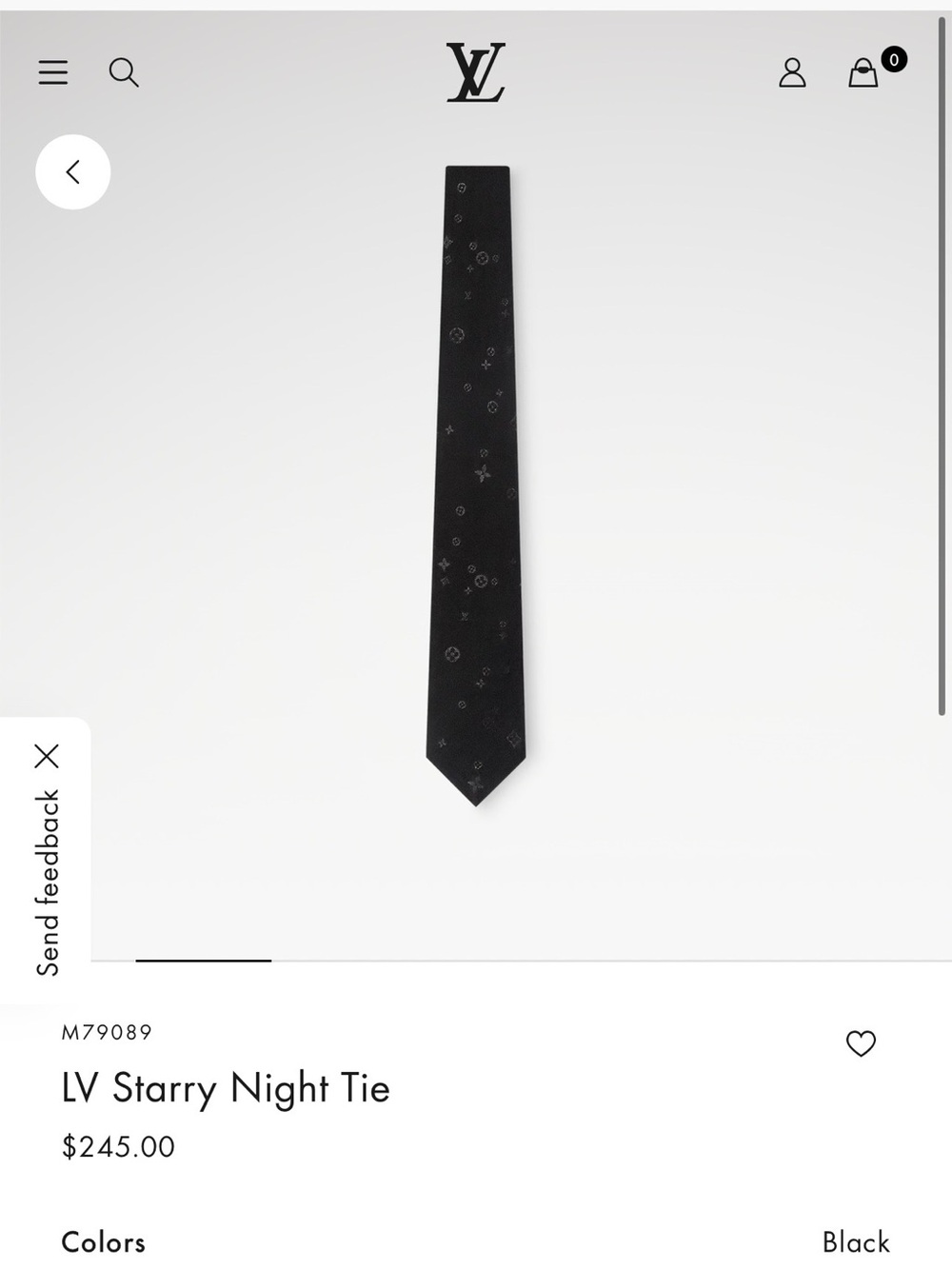 Louis Vuitton Starry Night Black Silk Tie
